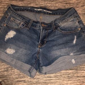 Light washed boyfriend style jean shorts